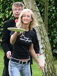 AdsPics presents: Blonde teenage beauty blowing a senior his stiffy penis