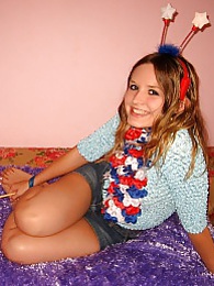 AdsPics presents: Cute teen masturbates pussy in fancy dress