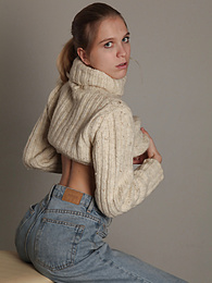 AdsPics presents: Very shy and modest teen girl gets undressed showing off her fresh and natural naked body
