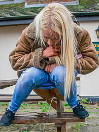 AdsPics presents: Blond hungarian cutie Kiara Lord strips and presents her amazing boobs and ass outdoors