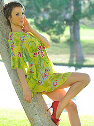 AdsPics presents: Beautiful american cutie Malena Morgan flaunts her sexy butt and plays with a vibrator outdoors